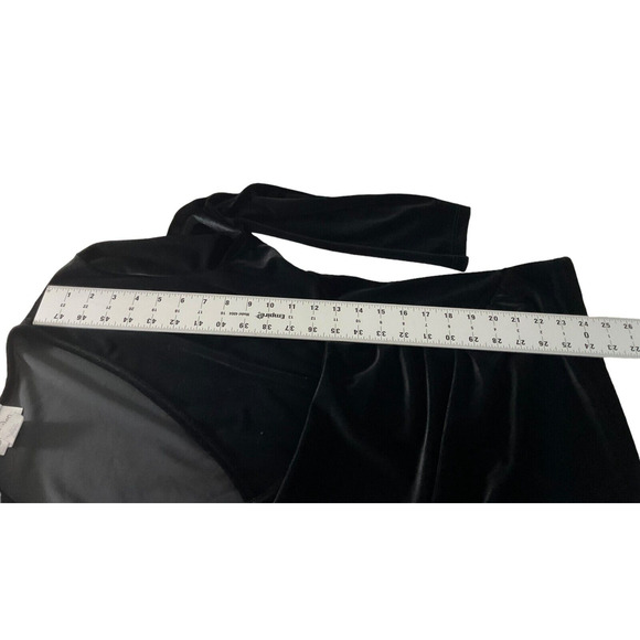Jon Den XL Women's Black Velvet Top Side Ruching V-Neck Made in USA - Picture 5 of 11